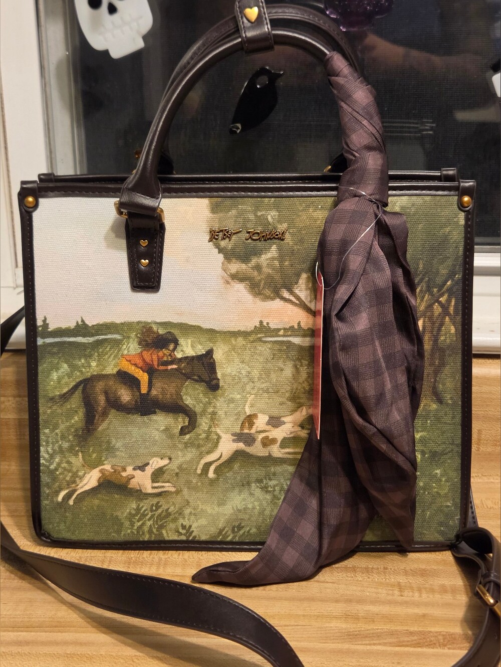 Betsey Johnson NWT Retro Vibe Horse Tote/Crossbody With Twilly RARE